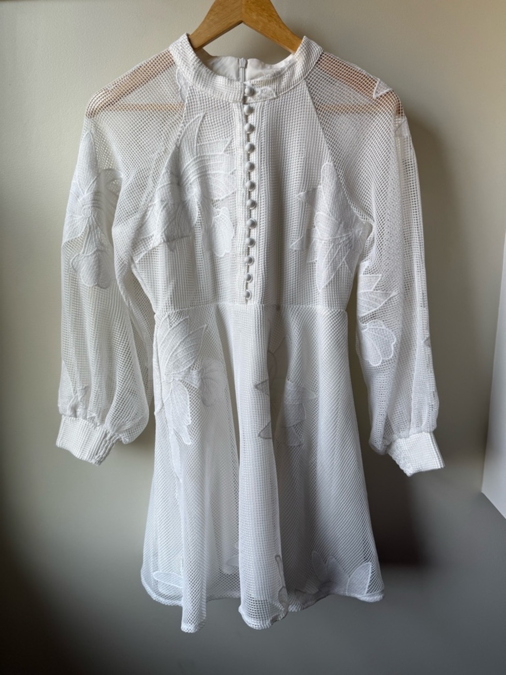 ANTHROPOLOGIE Mare Mare Sabine Embroidered White Lace Mini Dress Floral Mesh S P - Picture 2 of 7